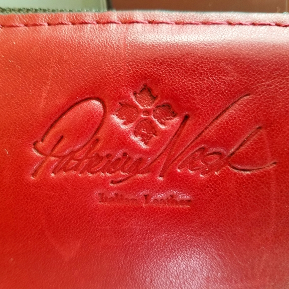 Patricia Nash Laser Cut Sherpa & Leather Wristlet In Berry Red - Picture 5 of 8